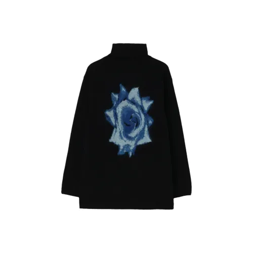 Yohji Yamamoto Pour Homme FW25 Цветочный дизайн Дизайнерский Черепаха Шея KNIT Трикотаж Мужской