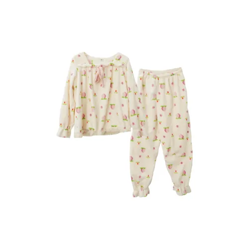 JINXU Абрикос Женские Пижамные Комплекты