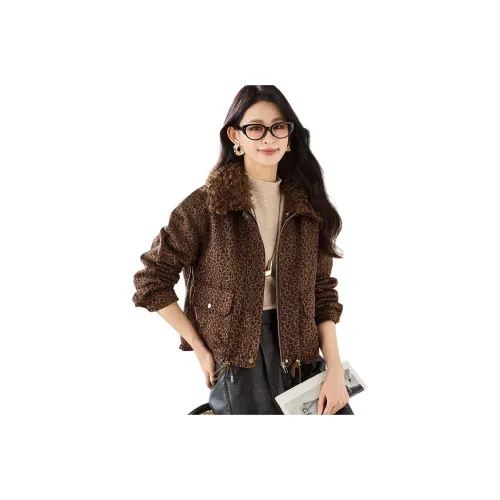 X MOOM Леопардовый принт Женские пуховики