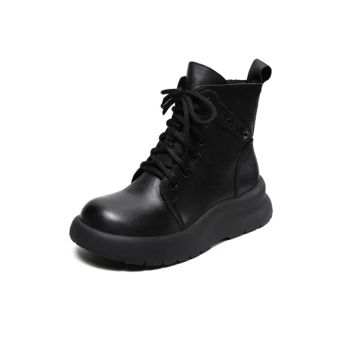 H2 Лицевая коровья кожа Британский стиль Винтаж Женская обувь Мартин Boot Женские