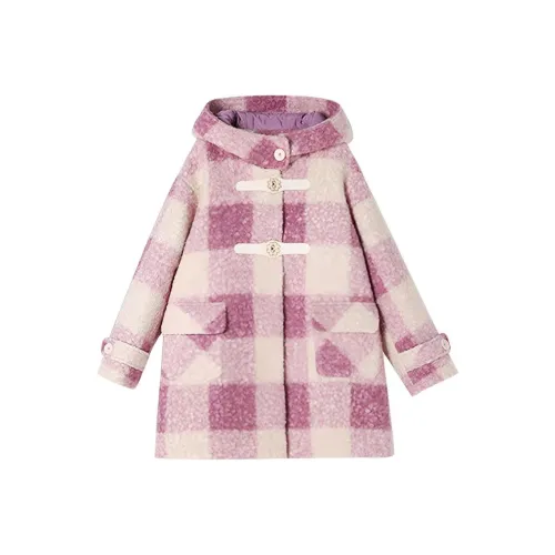 YUANYUAN GIRL Фуксия Клетка Kids Шерстяное пальто