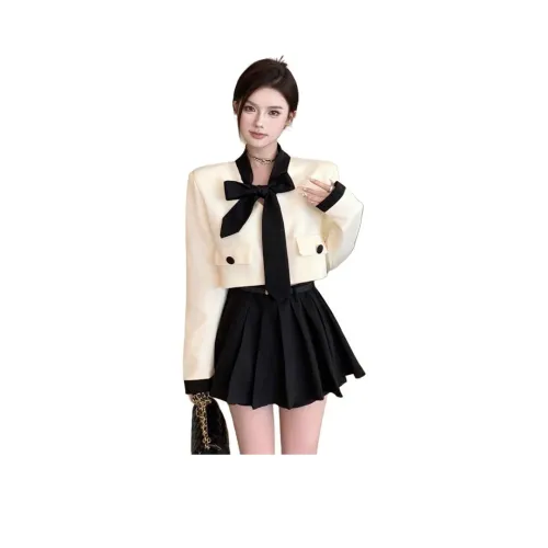 YOUSEKOO Белый топ + Черная юбка + Ремень Женские комплекты с юбкой