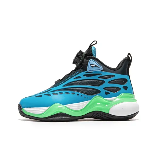 7 PE Детские баскетбольные кроссовки High Top Черный Синий Школьный возраст