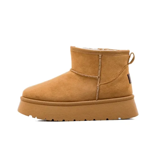 HUANQIU Slip-resistant Abrasion-resistant Short Snow Boots Women's Brown HUANQIU Противоскользящие Устойчивые к истиранию Короткие Снежные Ботинки Женские Коричневые