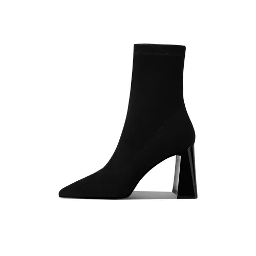 HAOYASENNU Эластичные ботинки и ботфорты Классический черный Женский