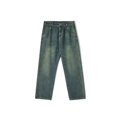 UKTK Винтажные синие мужские джинсы