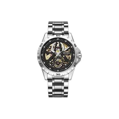 NAVIGARE Механическое механическое часы Стальной ремешок Мужские часы Черный циферблат