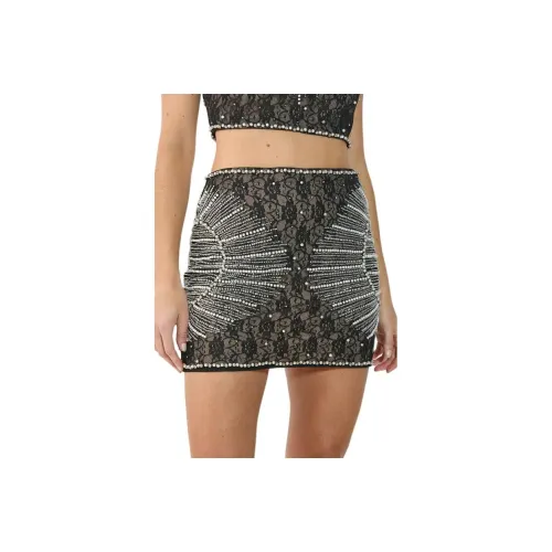 NASTY GAL Контрастность Кружево Украшенное Сияние Мини Юбка Повседневная Короткая Юбка Женская