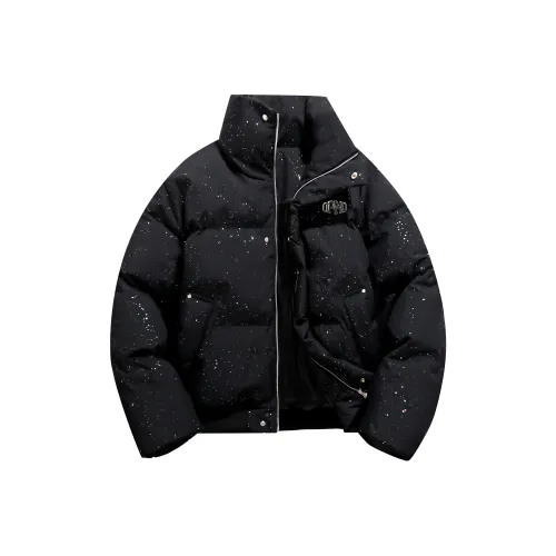 OPMO Черный Синий [Съемный Бренд Брошь] Унисекс Пуховики