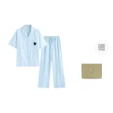 Синий узор, черная кошка, короткая длина (длина), зеленая коробка