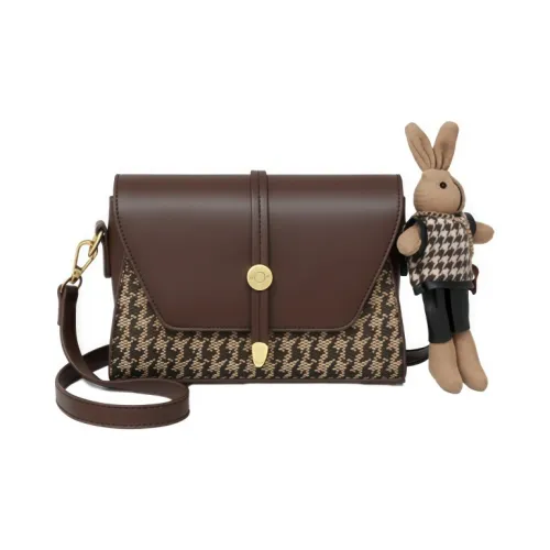 Younger Song Синтетическая кожа текстиль Mosaic Сумка через плечо Женская Кофейная