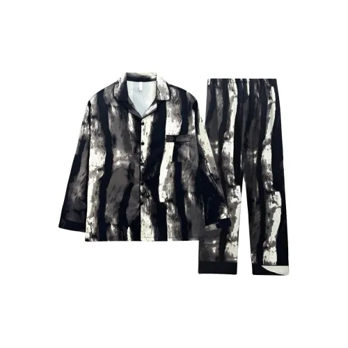 Devanro Ink Splatter Градиентный Полосы Пижамный Комплект Мужской Пижамный Набор