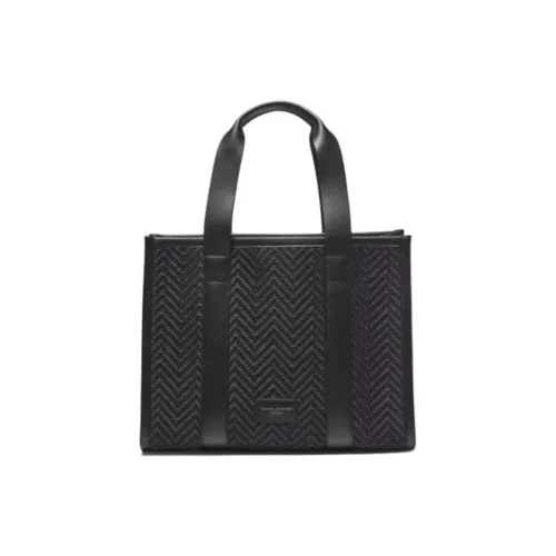 Aspinal Of London Сумка из ткани среднего размера женская черная ткань вязаная узор