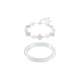 Розовый кристалл браслет, браслет, комбо комплект