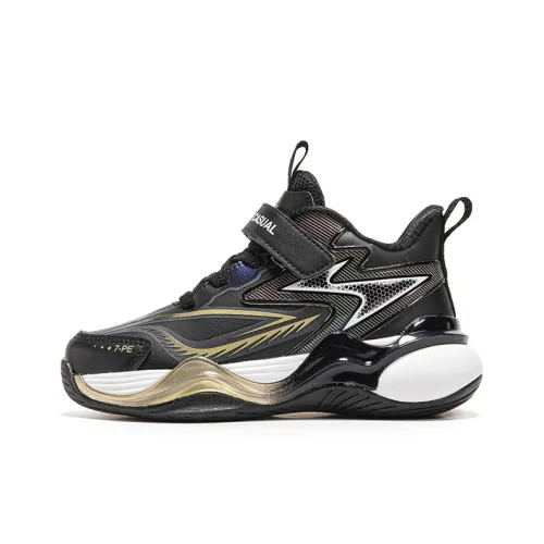 7 PE Детские баскетбольные кроссовки High Топ Черный Золото Школьный возраст