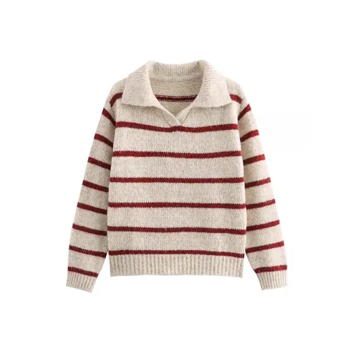 GUOZHEN Красные полосы Женская трикотажная одежда