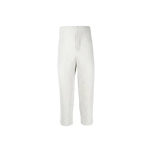 Homme Plissé Issey Miyake Light Gray Men's Casual Pants Homme Plissé Issey Miyake Светло-серые Мужские Повседневные Штаны