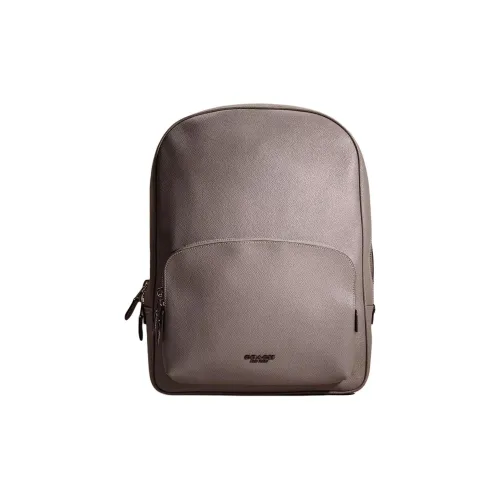 COACH Kennedy Крестообразная текстура кожа рюкзак большой унисекс серебряный и светло-серый