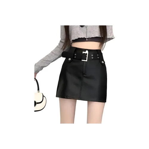 LANGQING Кожаные короткие юбки женские