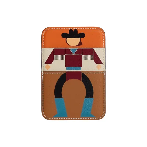 HERMES MagSafe Swift Кожа Картхолдер Унисекс Золотой Карандаш Цвет Апельсин