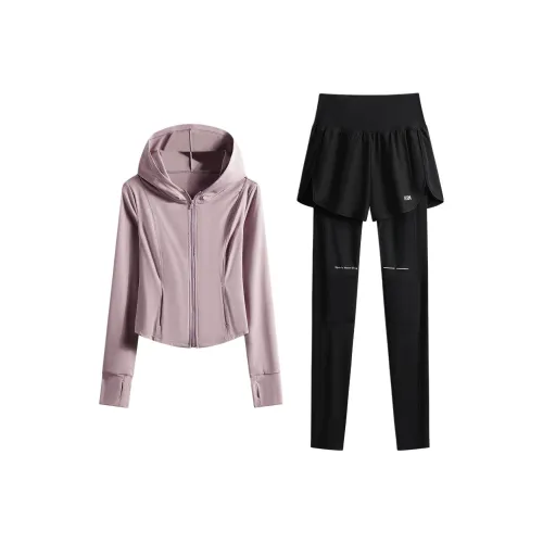 Фитнес Комплект На открытом воздухе Бег Альпинизм Тренировки Одежда Женская Пилатес Облегающий крой Быстросохнущий Топ