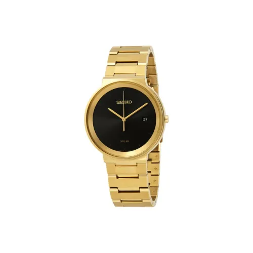 SEIKO Свет Кварцевый Механизм Нержавеющая Сталь Ремешок Часы 40 мм Мужские Часы Черный Циферблат