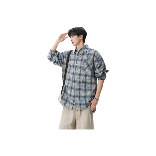 V37 Синий Унисекс Рубашки