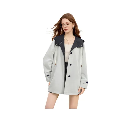 TOUCH Тренчкот Женский Светло-Серый Зеленый