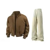 Хаки куртка + желтые грязные джинсы комплект одежды [съемная торговая марка]