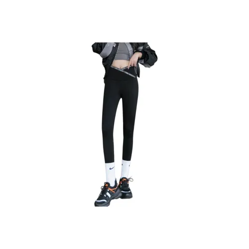 BRG Черный Розовый Утепленные Женские Леггинсы