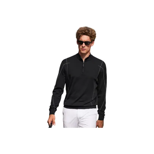 Mr.Bu Черный цвет рояля Мужские Свитера