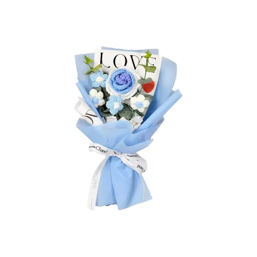 Pampered Journal Градиентный синий Розовый Искусственный Цветочный дизайн Crochet Ткани вязаные Цветочный дизайн Eternal Flower Букет DIY Игрушки