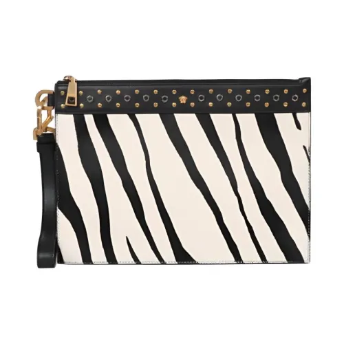 VERSACE Кожа Клатч Женский Черный Белый