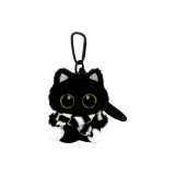 Маленький черный кот, черно-белый шарф