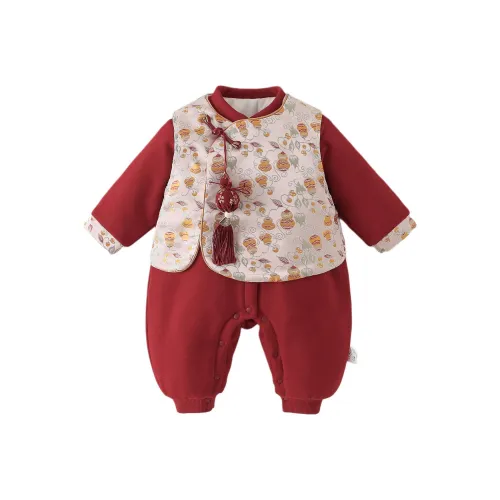 XiaoJinBu Темно-красный Малыш Комбинезоны Ползунки