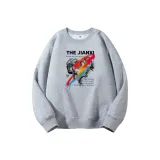 Светло-серый свитшот с круглым вырезом (тонкий) - сердце, дымчатый черный