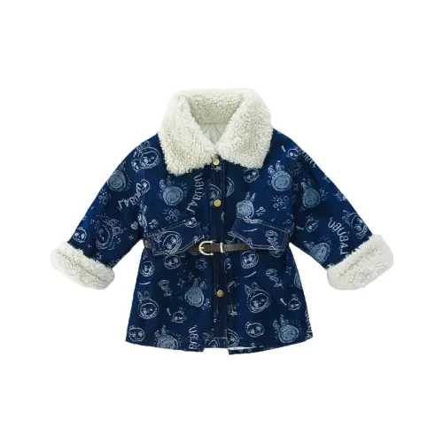 RHOBESAM Cute Fairy Tale 25S01 Cartoon Thickened Wa Fleece-Lined Denim Jacket Dark Denim Kids Insulated Jackets