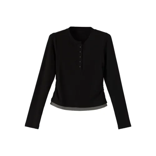 Late White Черные Женские T-рубашки