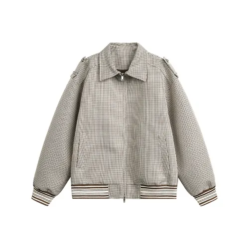 SONGXIER Кофейный Гусиная лапка Унисекс Куртки