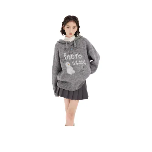 Mu Xiao Xin Серый Женский Трикотаж