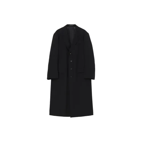 Yohji Yamamoto Pour Homme FW25 Шерсть Gabardine 4 Кнопки Длинная Куртка с Подкладкой Куртки и Пальто Мужской