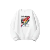 Белый свитшот с круглым вырезом (на флисовой подкладке) - сердце, дымчатый черный