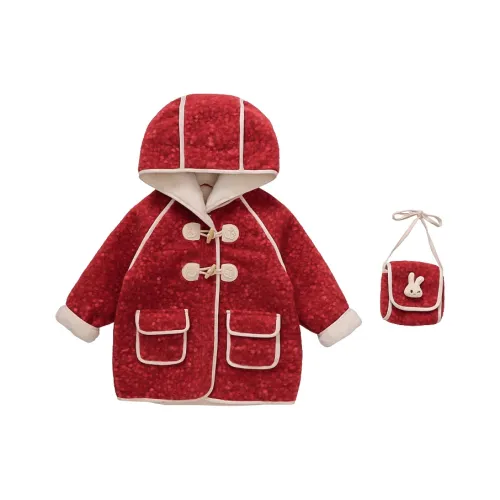 RHOBESAM Очаровательная Сказка 24S16 Попкорн Медвежонок Утолщенный Wa Флис Подкладанный Пальто Красный Kids Утеплённые куртки