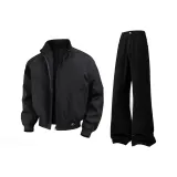 Черная куртка + черные джинсы, комплект одежды [съемный логотип]