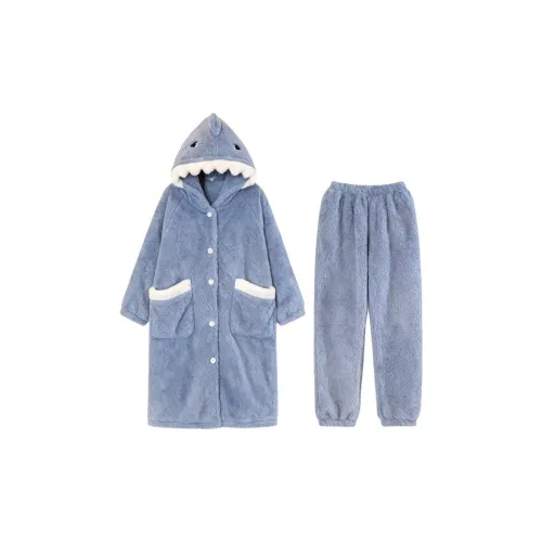 Daiyindie Осенне-зимние пижамы Robe для сна Женские Утолщенный флис с коралловым флисом Теплый