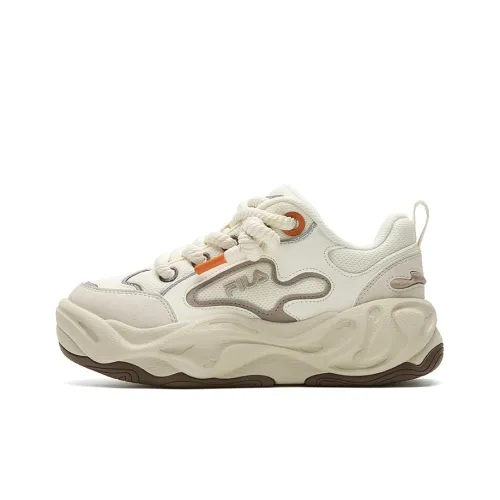 FILA Брук 2 Устойчивые к истиранию Легкие Увеличивающие Высоту Низкие Кроссовки для Скейтбординга Женские Винтажные Белые