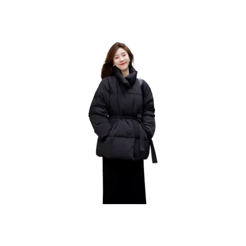 GUOZHEN Черный ремень женские пуховики