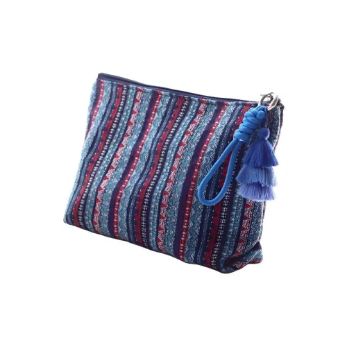 Geanno Этнический стиль Ткань Зипер Косметичка Многоцветные полосы Бахрома Сумка Сумки для хранения