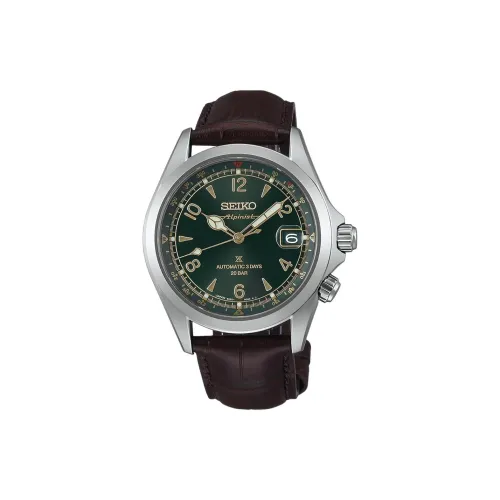 SEIKO Автоматический Ручной Механизм Корова Кожа Ремешок Часы 39,5 мм Мужские Часы Зеленый Циферблат