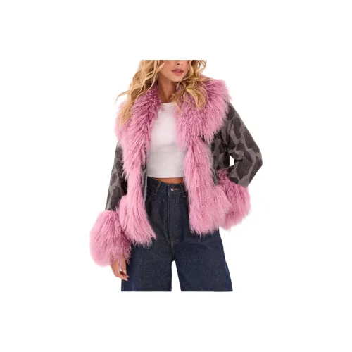 NASTY GAL Премиум Shearling Leopard Real Suede Jacket Velvet feel Coat Women's